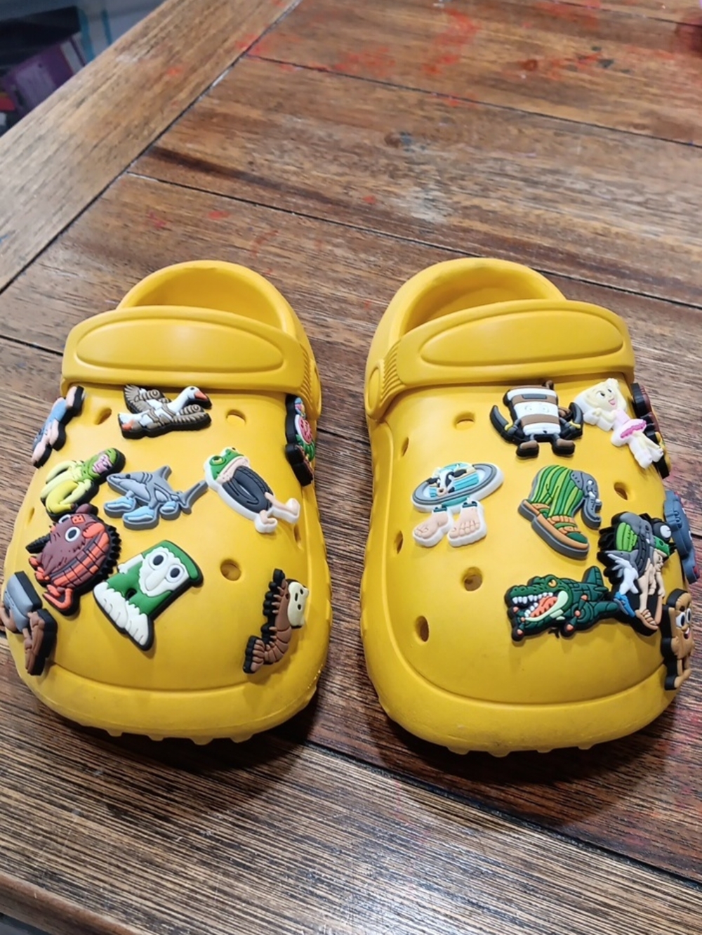 Yellow Kids Clog Shoes with Fun Charms